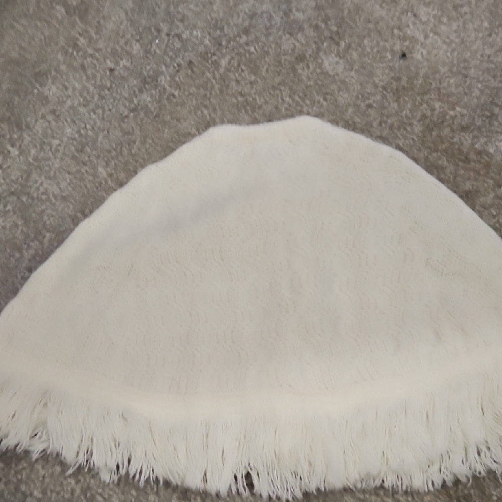 Vintage Blue Bird Kids Creamy White Knit Fabric poncho wrap shawl fringe size 5T - Picture 6 of 6